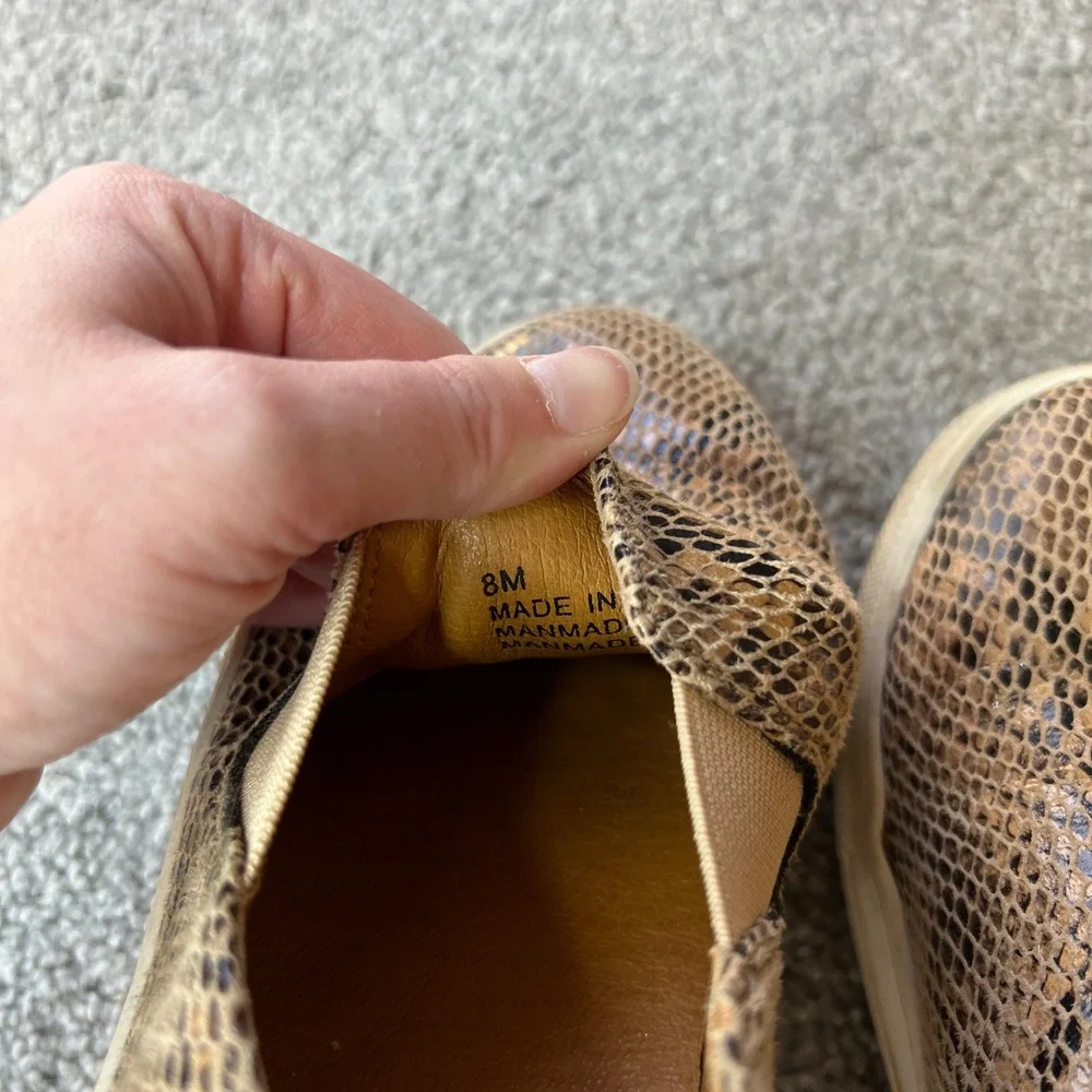 Volatile Womens Slip On Sneakers womens 8 Snake Print Tan Black Casual‎ Shoes
